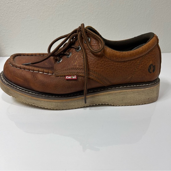Cactus Light Brown Work Boots Size 9.5 Moc Toes 422M Soft Toe - Picture 2 of 10